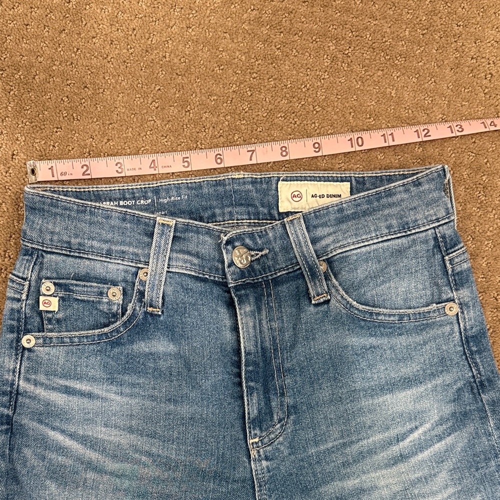 Ag Adriano Goldschmied Medium Blue Bootcut Jeans with Frayed Hem - Picture 8 of 13